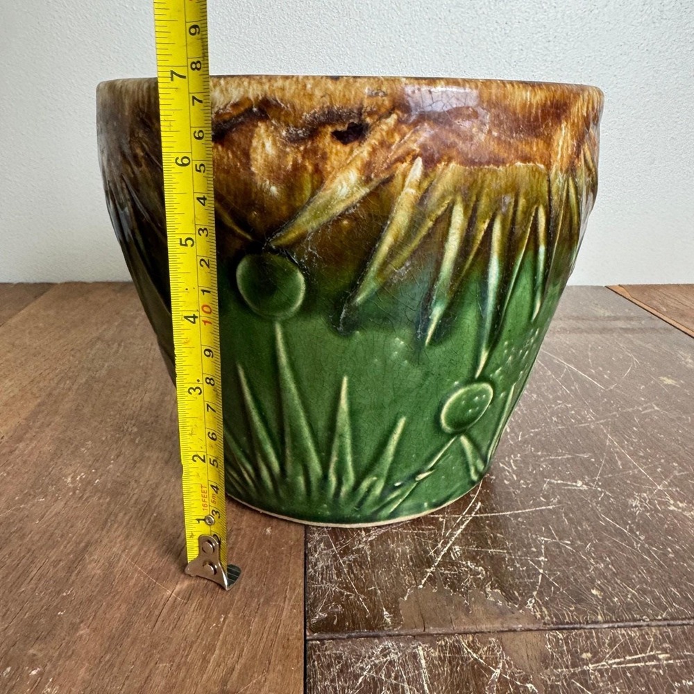 Robinson Ransbottom Co Sun & Moon Green Brown Roseville Drip Plant Flower Pot - Picture 5 of 9